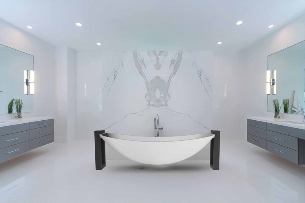 Acrylic Haven HBA2.0 white bath black frame carrara bathroom scaled