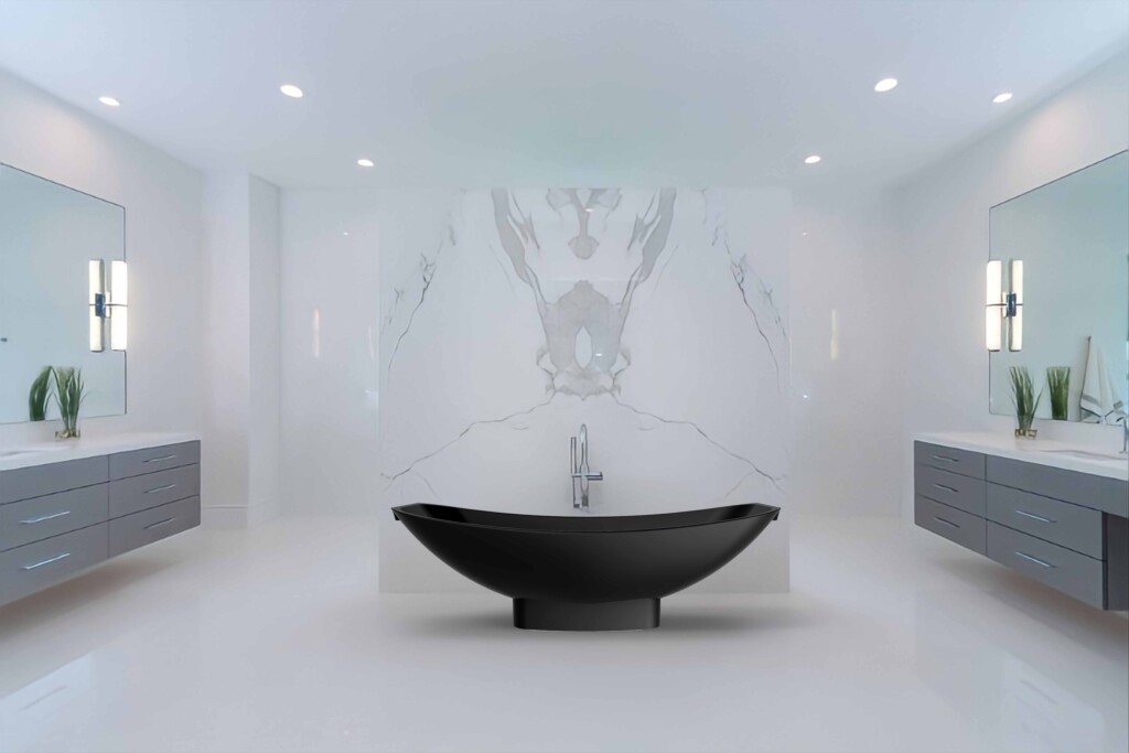 Acrylic Mirage HBA2.0 black bath black base carrara bathroom scaled