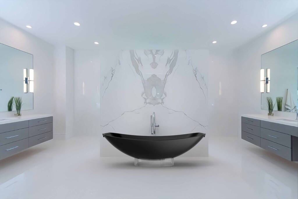 Acrylic Mirage HBA2.0 black bath clear base carrara bathroom scaled