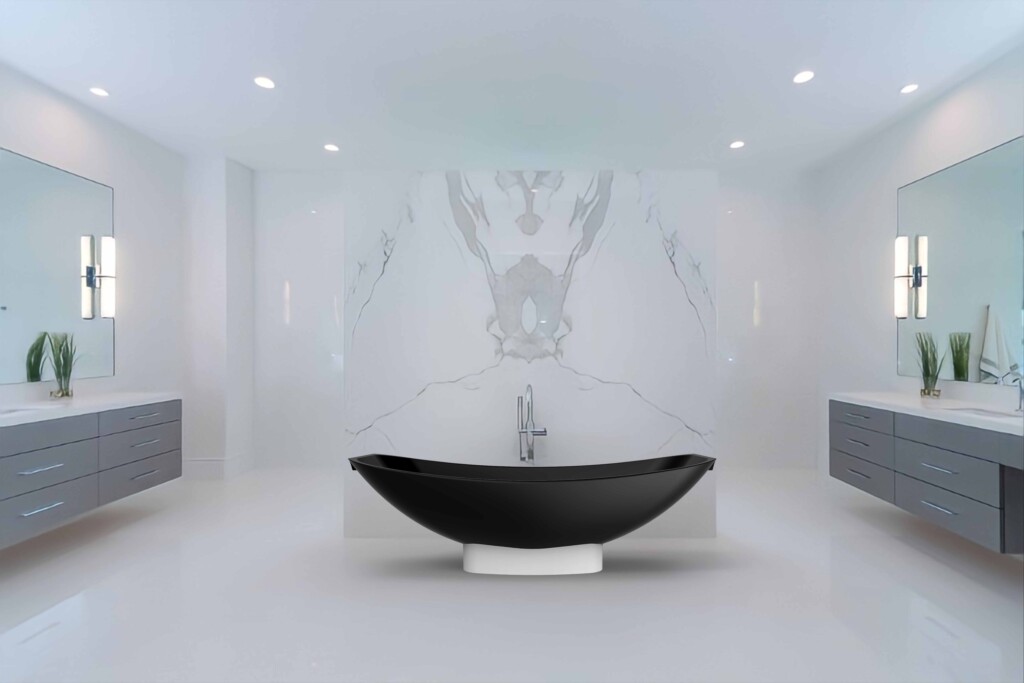 Acrylic Mirage HBA2.0 black bath white base carrara bathroom scaled