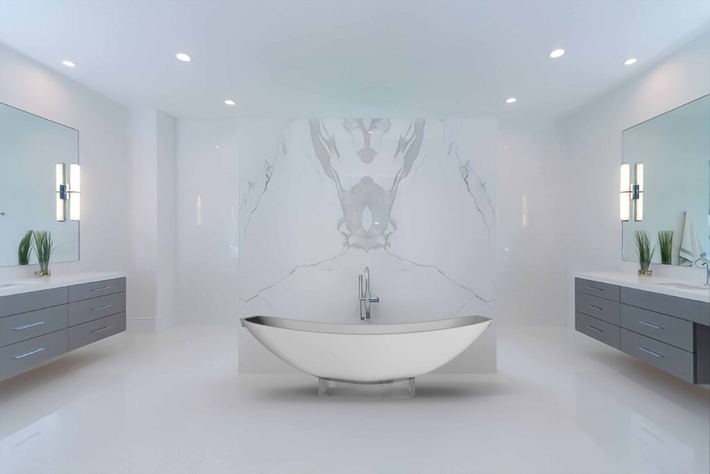 Acrylic Mirage HBA2.0 white bath clear base carrara bathroom scaled