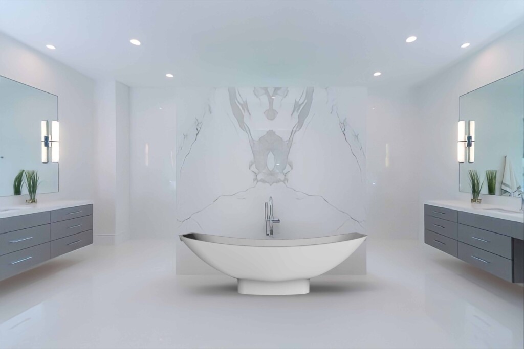Acrylic Mirage HBA2.0 white bath white base carrara bathroom scaled
