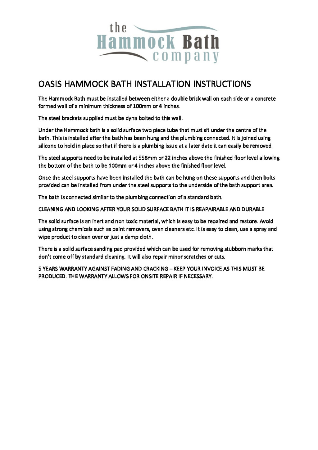 HAMMOCK BATH INSTALLATION INSTRUCTIONS V2 pdf