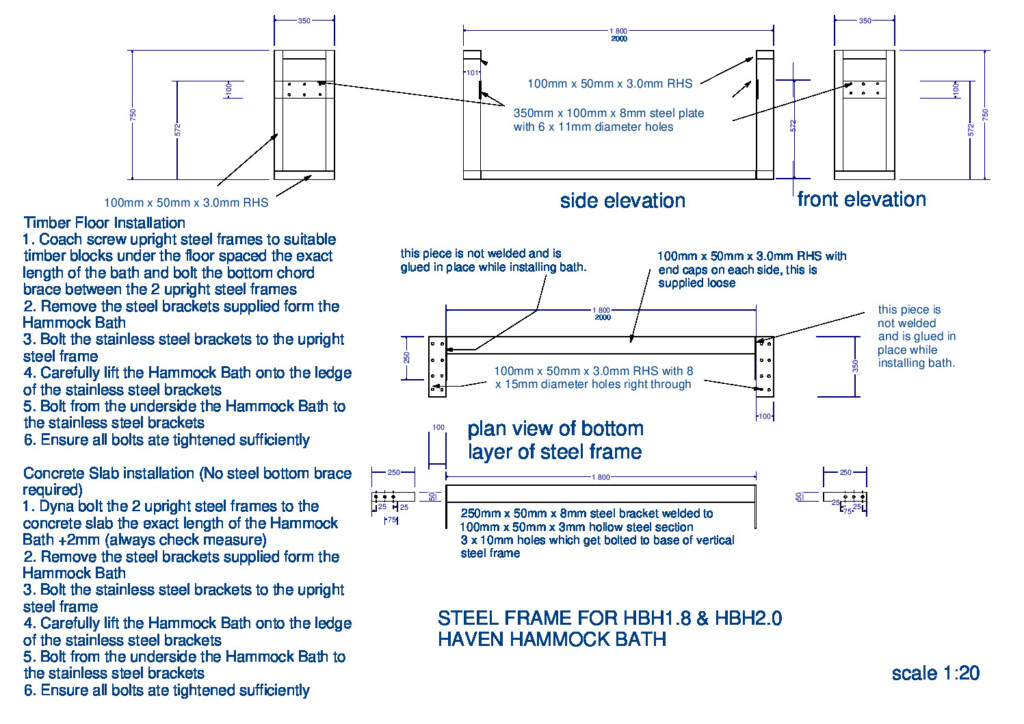 HBH Slimline steel frame installation on timber floor and concrete slab 1 pdf 1