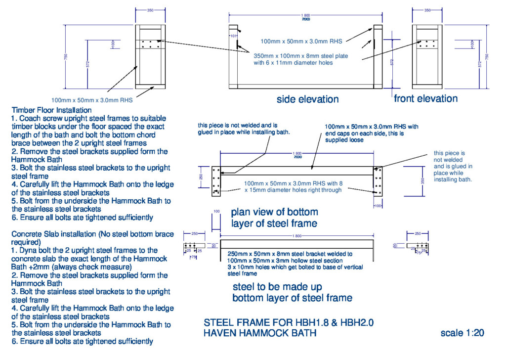 HBH Slimline steel frame installation on timber floor and concrete slab pdf 1