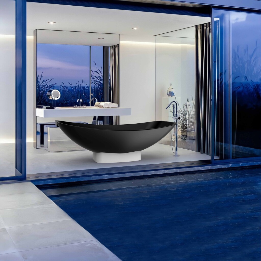 blue pool pic acrylic Mirage HBA2.0 black bath white base scaled